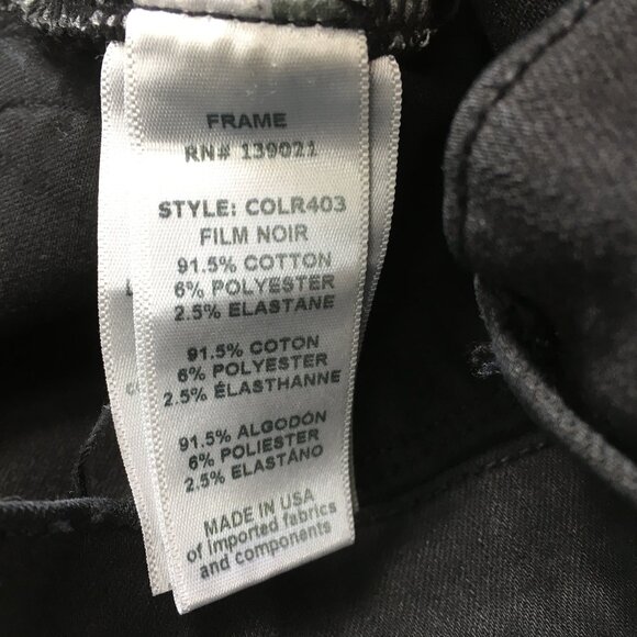 FRAME Denim Le Skinny De Jeanne Film Noir Black Wash Distressed Slim Fit Jeans - Picture 3 of 11